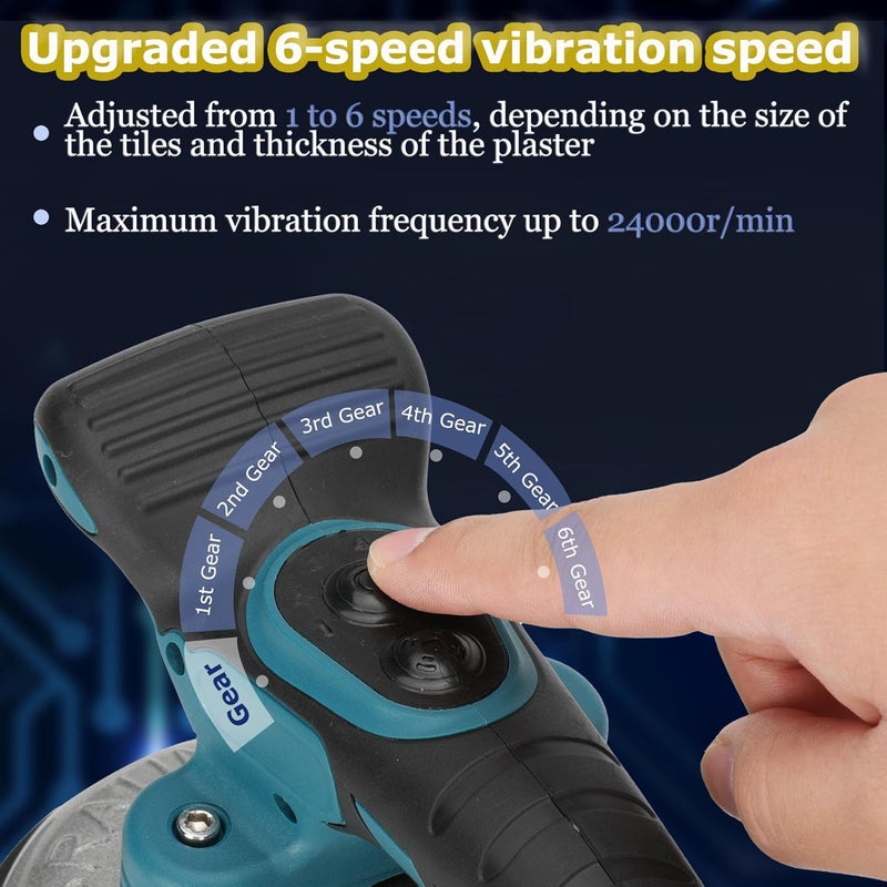 Longse Tile Installation Tool Vibration Machine-Double Suction Cup, 400kg Adsorption Handheld Automatic Tiling Vibrator, Electric Tile Vibrator Tools 6 Speeds Adjustable 12500mAh Max RPM 28000r/min - Image 3